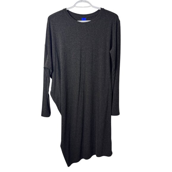 Kit and Ace charcoal Wave long sleeve asymmetrical midi dress size 8 - Picture 2 of 6